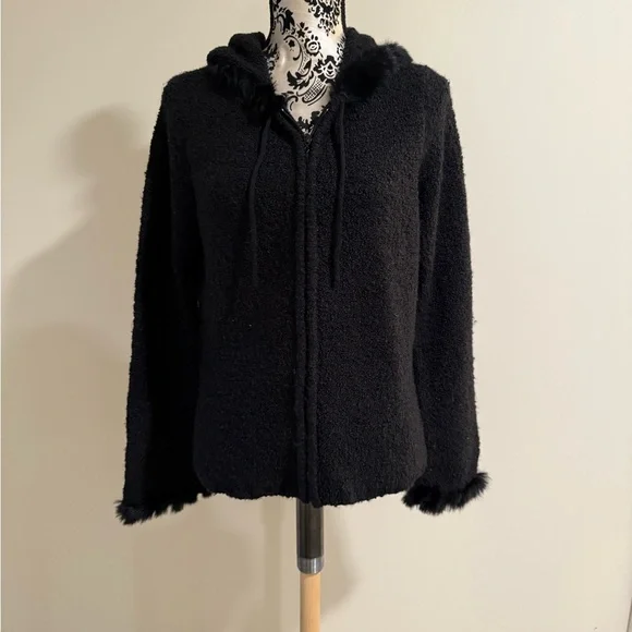 Vintage Rabbit Fur Trim Knit Jacket - Picture 2 of 8